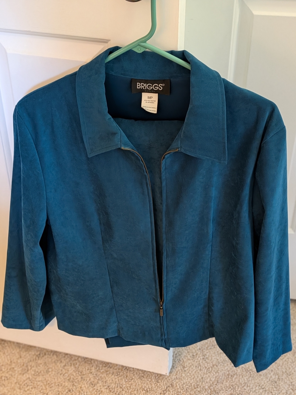 Briggs New York Teal Suede Zip-Front Jacket - Women's